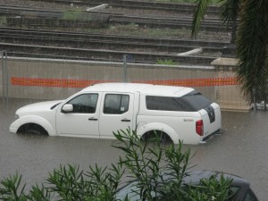 Car that drove into a flood