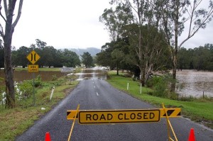 Flooded road in Australia